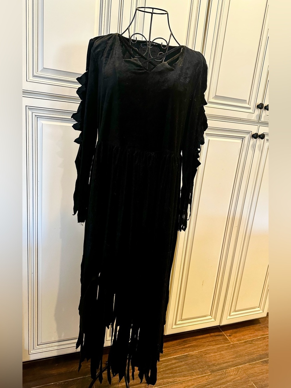 Black Fringe Long Sleeve Women's Dress/Costume